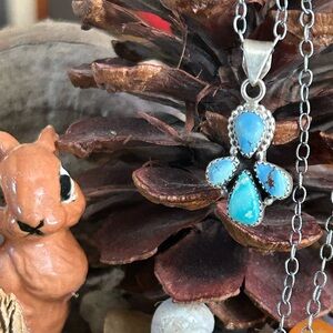 925 Sterling golden hills and whitewater turquoise on beautiful antique finish